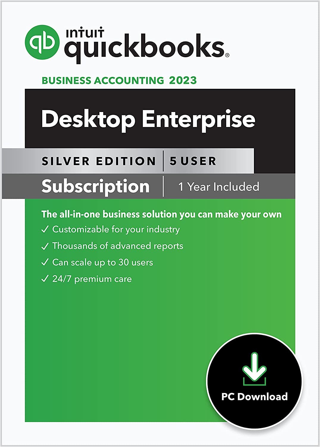 QuickBooks Desktop Enterprise Silver 2023 | 5 User | Accounting Software for Business [PC Download]